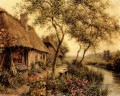 Cottages Beside A River paysage Louis Aston Knight